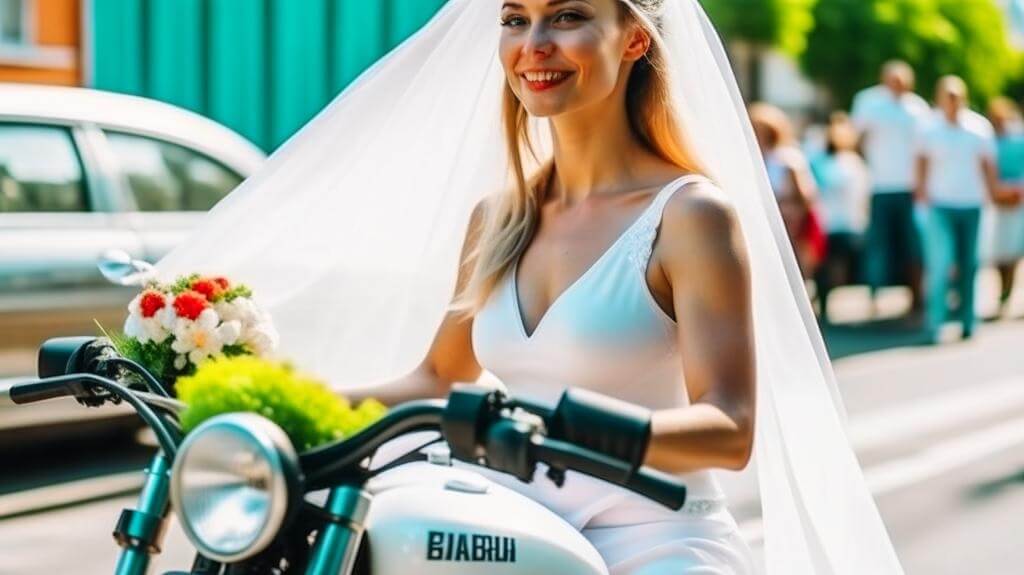 невеста на мотоцикле