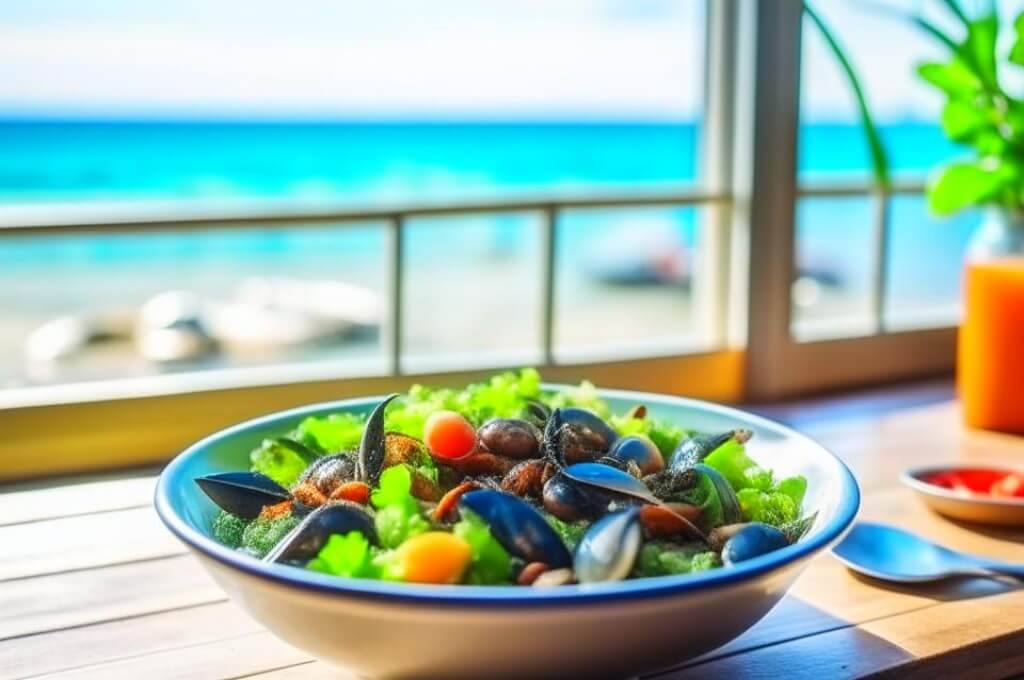 средиземноморский салат из мидий